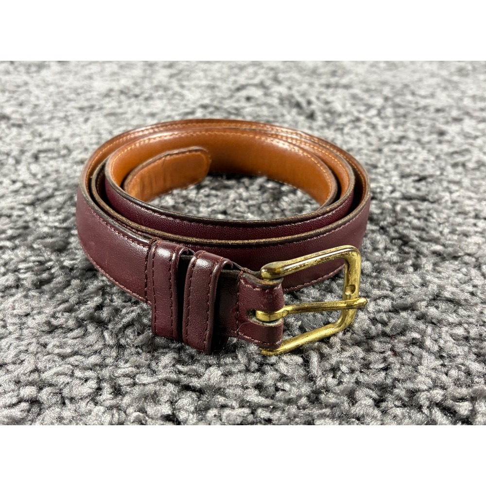 Vintage Coach 5700 Burgundy Burnished Cowhide Leather Belt Brass Buckle Size 38